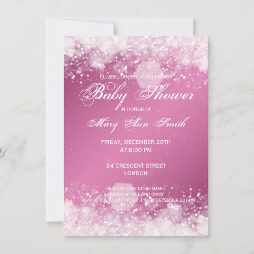 Elegant Baby Shower Night Sparkle Pink Invite