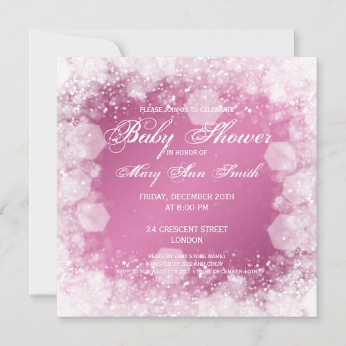 Elegant Baby Shower Night Sparkle Pink Invitations