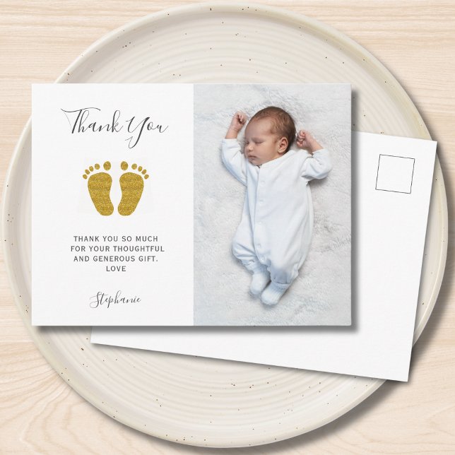 Elegant Baby Shower Photo Thank You Postcard (Creator Uploaded)