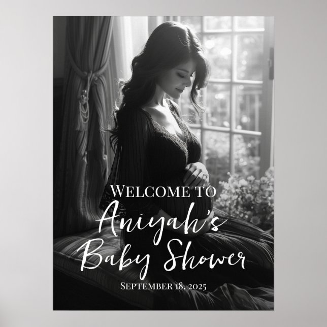 Elegant baby shower photo welcome sign (Front)