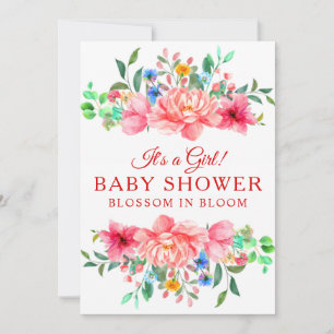 Elegant Baby Shower Pink Rose Flower Invitation