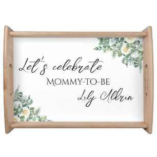 Elegant baby shower serving tray floral