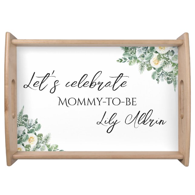 Elegant baby shower serving tray floral (Front)