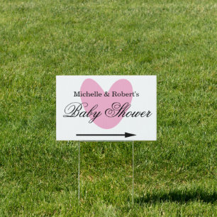 Elegant baby shower sign with cute heart and arrow