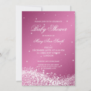 Elegant Baby Shower Sparkling Wave Pink Invitation