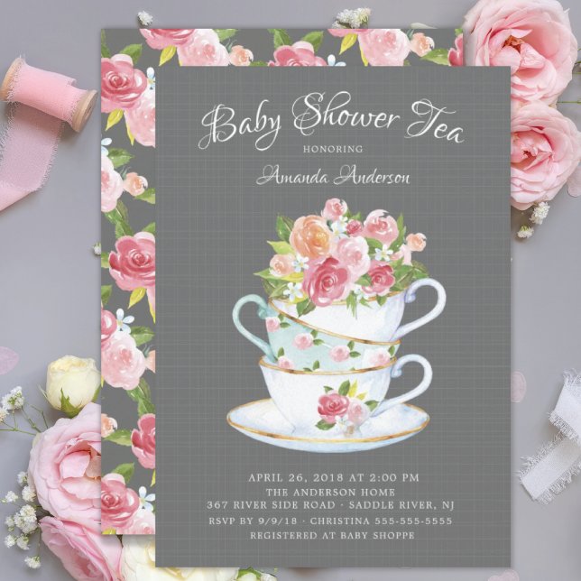 Elegant Baby Shower Tea Invitation