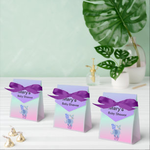Elegant Baby Shower Teddy Bear and Elephant Favor Boxes