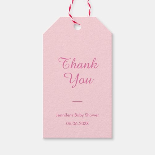 Elegant Baby Shower Thank You Blush Pink Modern Gift Tags
