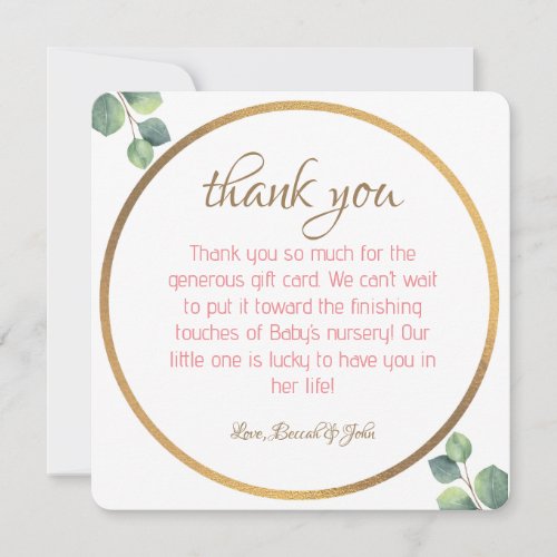 Elegant Baby Shower Thank You Card