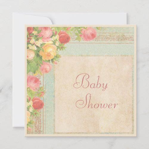 Elegant Baby Shower Vintage Roses Personalized Invites