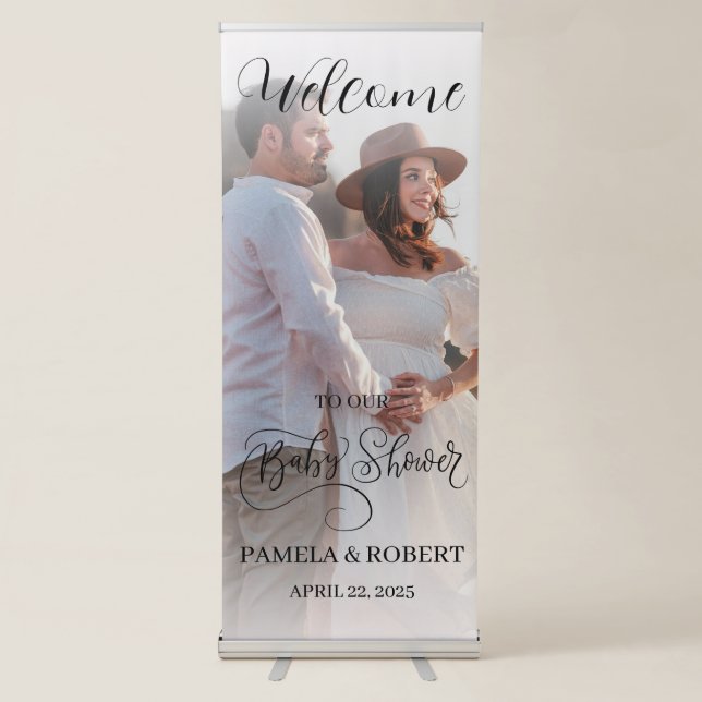 Elegant Baby Shower Welcome Retractable Banner (Front)