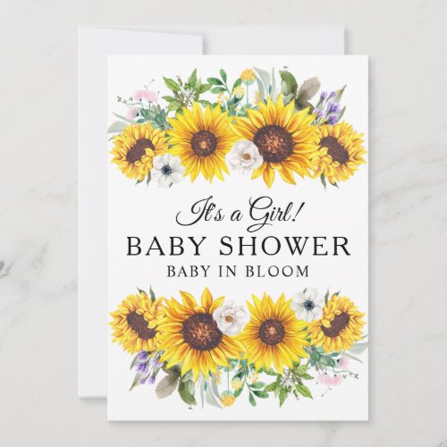 Elegant Baby Shower Yellow Sunflower Flower  Invit Invitation