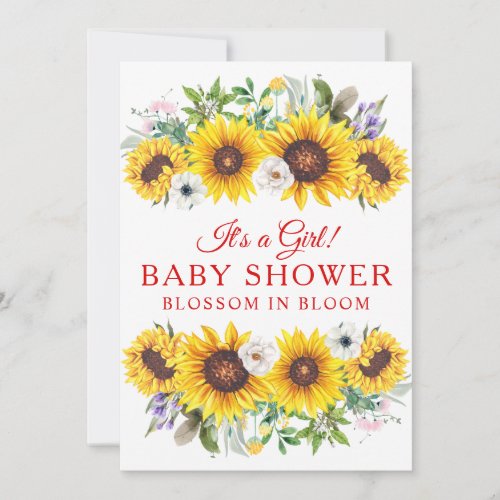 Elegant Baby Shower Yellow Sunflower Flower  Invitation