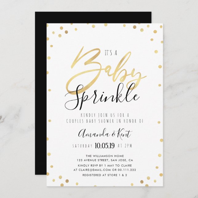 Elegant baby sprinkle couples shower invitation (Front/Back)