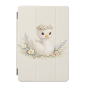Elegant Baby Swan Wildflower Watercolor Stationery iPad Mini Cover