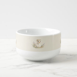 Elegant Baby Swan Wildflower Watercolor Stationery Soup Mug