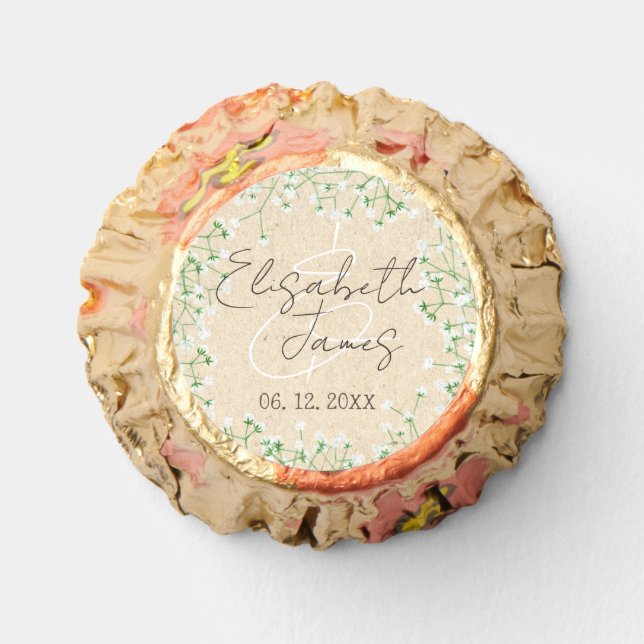   Elegant Baby's Breath Floral Rustic Boho Wedding Reese's Peanut Butter Cups (Front)