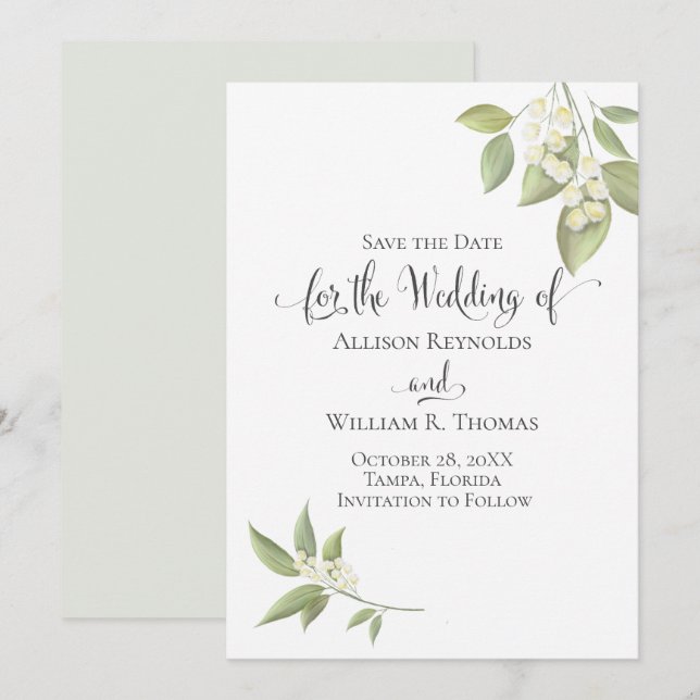 Elegant Baby's Breath Greenery Botanical Floral Save The Date (Front/Back)