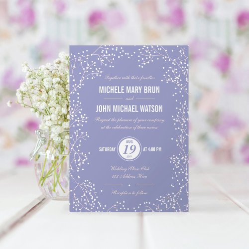 Elegant Babys Breath Lilac Periwinkle Wedding Invitation