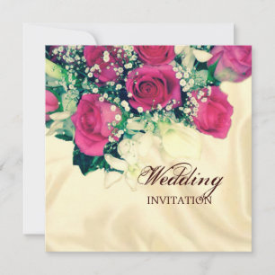 elegant Baby's Breath retro pink rose wedding Invitation
