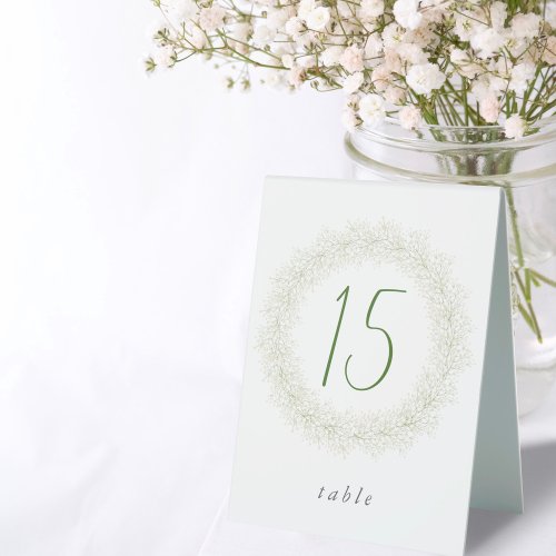 Elegant Babys Breath Wreath Bridal Shower Table Tent Sign