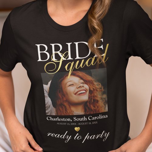 Elegant bachelorette Bride Squad Photo T_Shirt