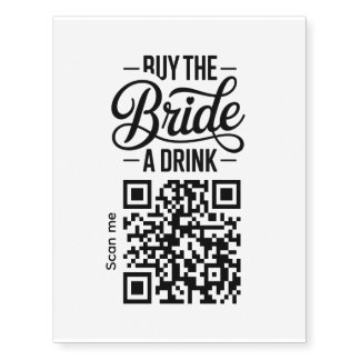 Elegant Bachelorette Buy The Bride A Drink QR Code Temporary Tattoos