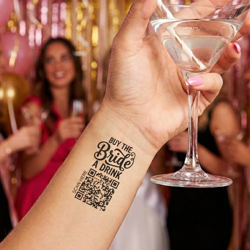 Elegant Bachelorette Buy The Bride A Drink QR Code Temporary Tattoos Elegant Bachelorette Buy The Bride A Drink QR Code Temporary Tattoos