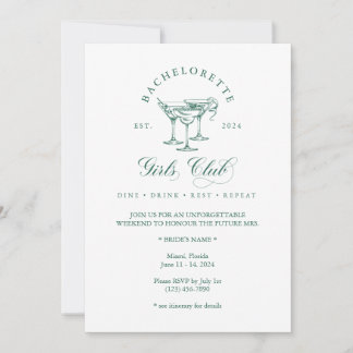 Elegant Bachelorette Girl's Club Invitation