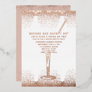 Elegant Bachelorette Invitation   Rose Gold Foil Invitation