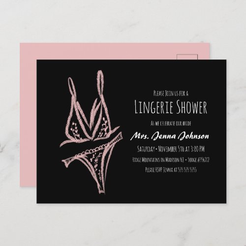 Elegant Bachelorette Lingerie Bridal Shower Pink  Postcard