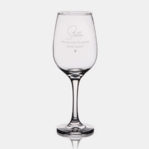 Elegant Bachelorette Name Etched Wine Glass