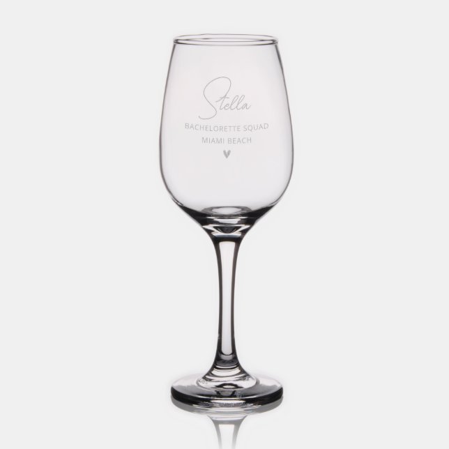 Elegant Bachelorette Name Etched Wine Glass (Glassware)