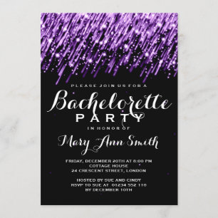 Elegant Bachelorette Party Falling Stars Purple Invitation