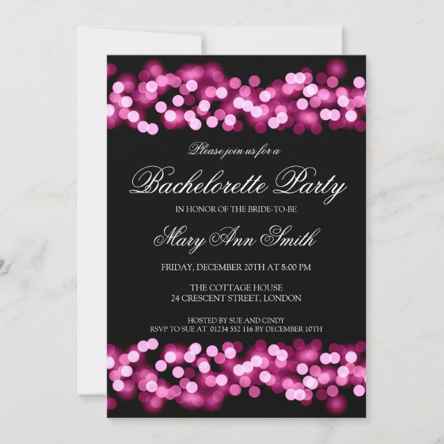 Elegant Bachelorette Party Hollywood Glam Pink Invitation (Front)