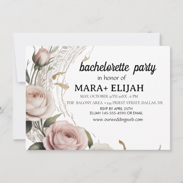 Elegant Bachelorette Party Invitation (Front)