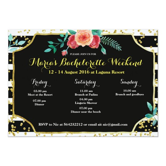 elegant bachelorette party itinerary invitation zazzle com
