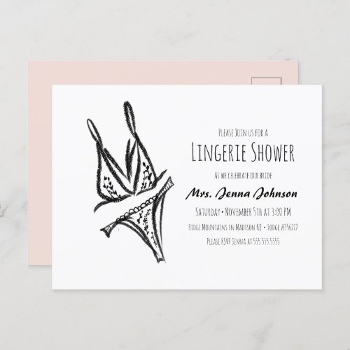 Elegant Bachelorette Party Lingerie Bridal Shower  Postcard