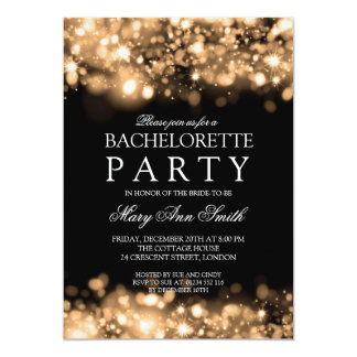 Elegant Bachelorette Party Sparkling Lights Gold Card