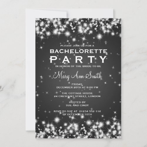 Elegant Bachelorette Party Winter Sparkle Black Card