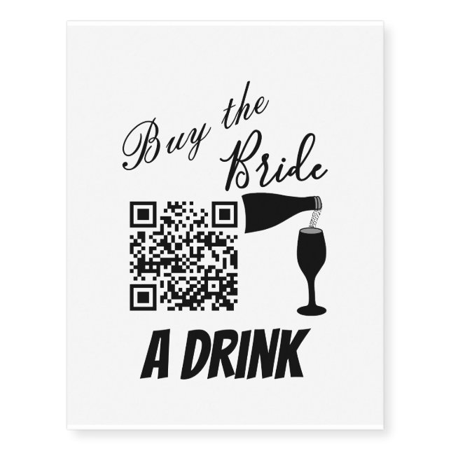 Elegant Bachelorette QR Code Temporary Tattoos (Front)