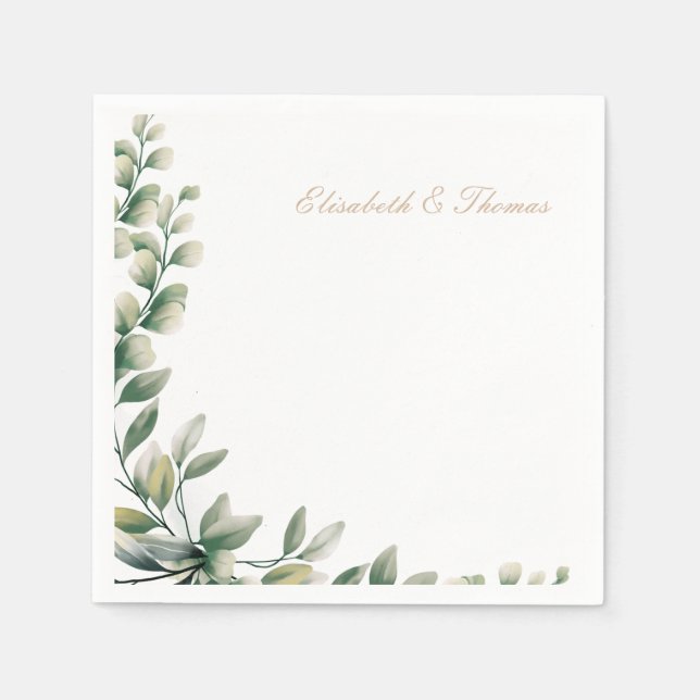 Elegant background eucalyptus leaves wedding napkins (Front)