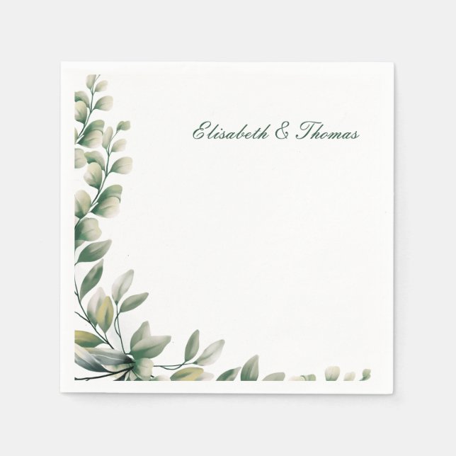 Elegant background eucalyptus leaves wedding napkins (Front)
