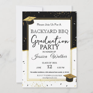 Elegant Backyard BBQ Graduation Party Invitation