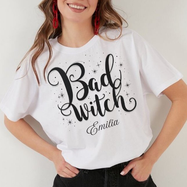 Elegant Bad Witch Name Halloween Black and White Sweatshirt (Creator Uploaded)