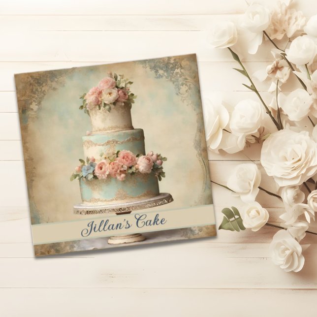 Elegant Baker Pastry Chef Bakery Wedding Cake Square Business Card (Creator Uploaded)