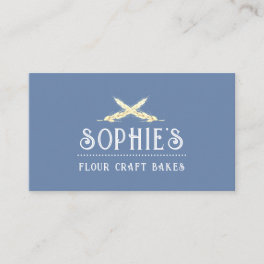 Elegant Baker's Blue Logo Business Card