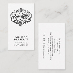 Elegant Bakery Baker Pastry Chef Business Card