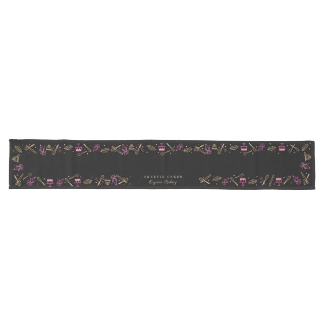 Elegant Bakery Business Cooking & Baking Utensils Long Table Runner (Horizontal)