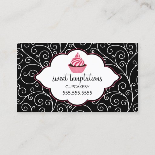 Customizable Elegant Bakery Cupcake Business Cards
